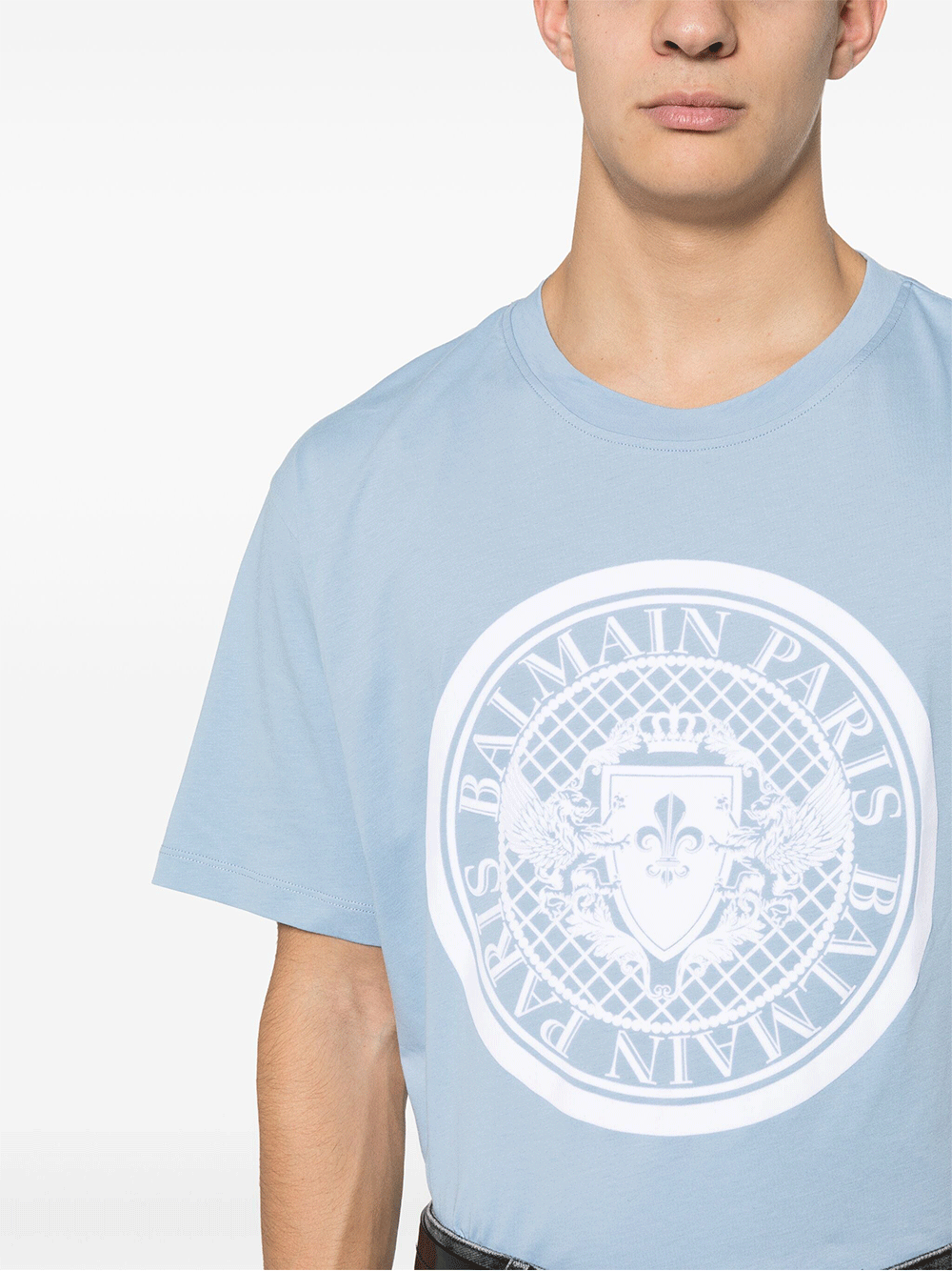 Balmain-Coin-Flock-T-Shirt-Light-Blue-5