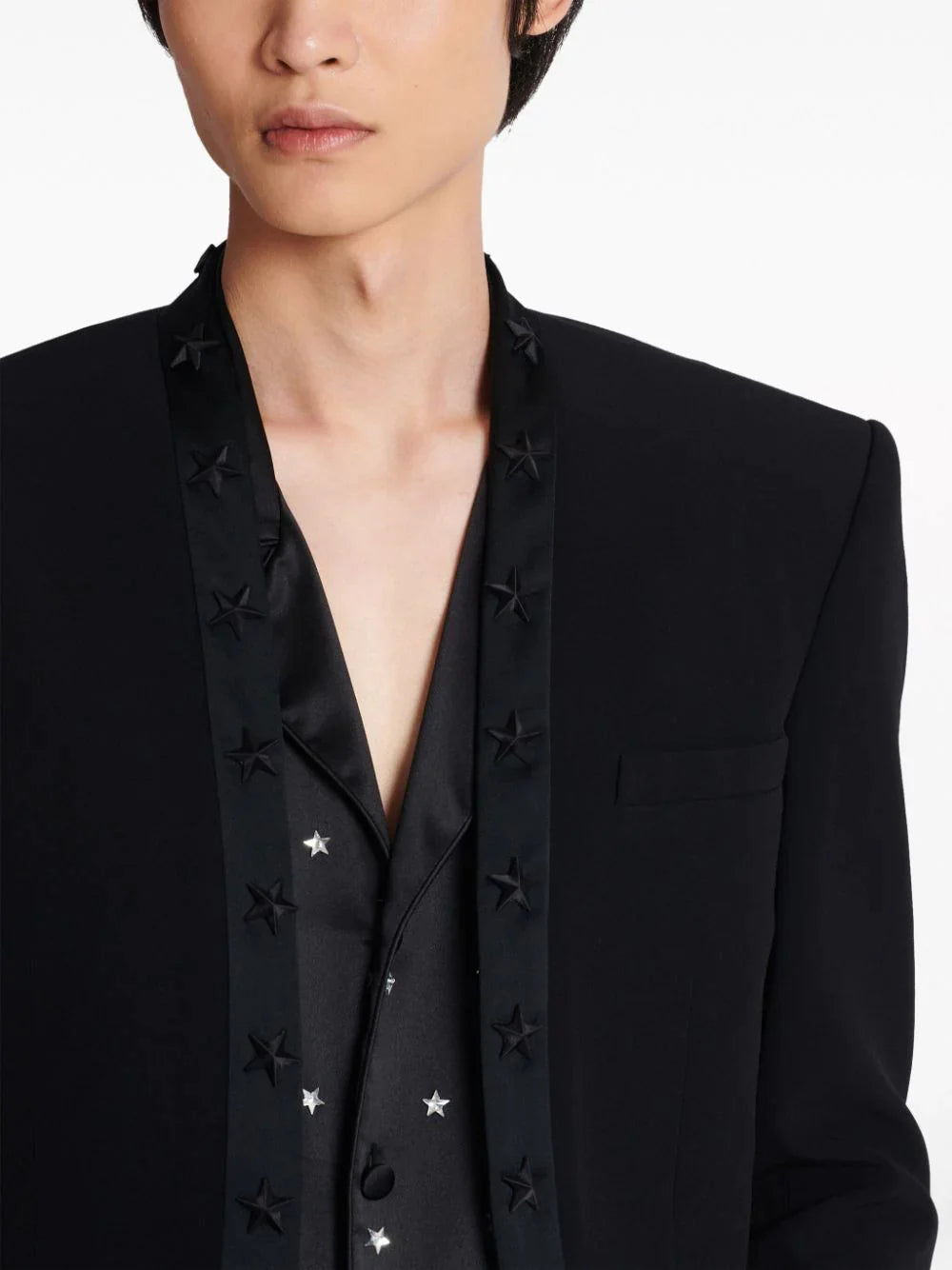 Balmain-Crepe-Spencer-Jacket-With-Star-Black-6