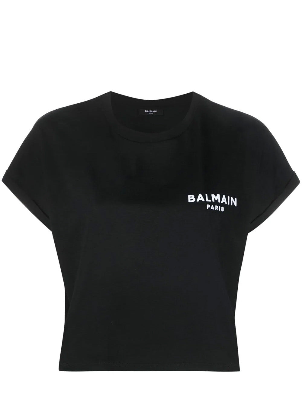     Balmain-Flock-Detail-Cropped-Tee-Black-1