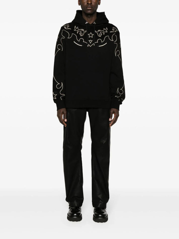 Balmain-Jersey-&-Suedine-Baroque-Hoodie-Black-2