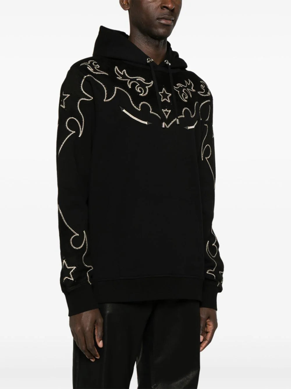 Balmain-Jersey-&-Suedine-Baroque-Hoodie-Black-3