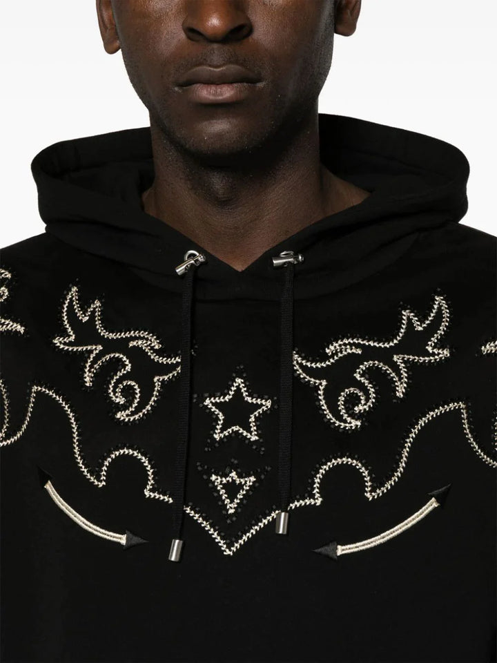 Balmain-Jersey-&-Suedine-Baroque-Hoodie-Black-5