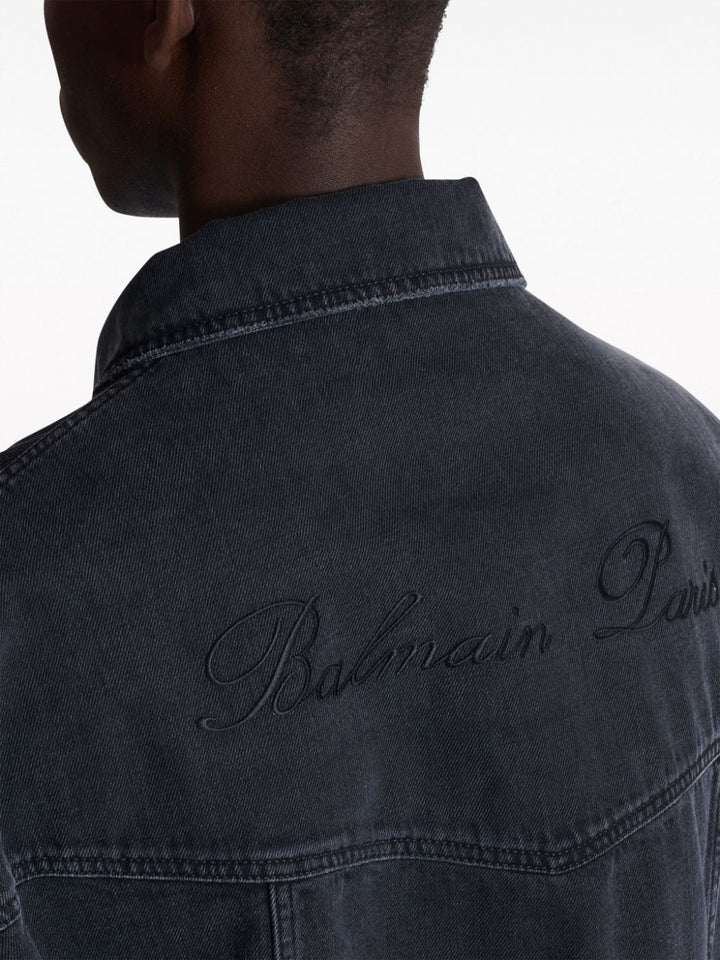 Balmain-Rip-&-Repair-Denim-Jacket-Black-7