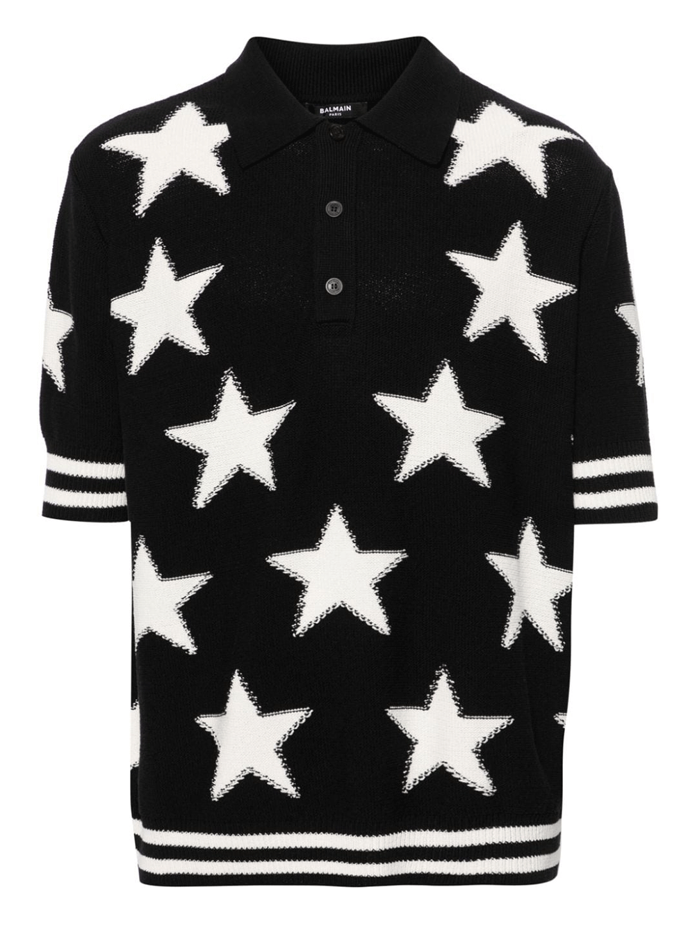 Balmain-Stars-Cotton-Polo-Black-1