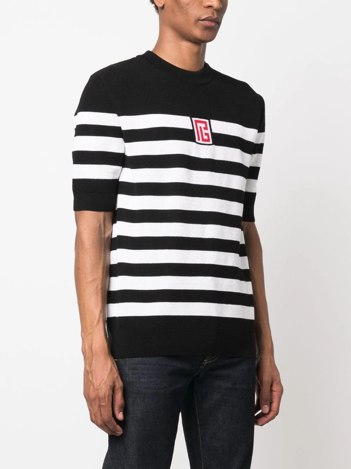 Balmain-Stripe-Wool-T-Shirt-Black-3