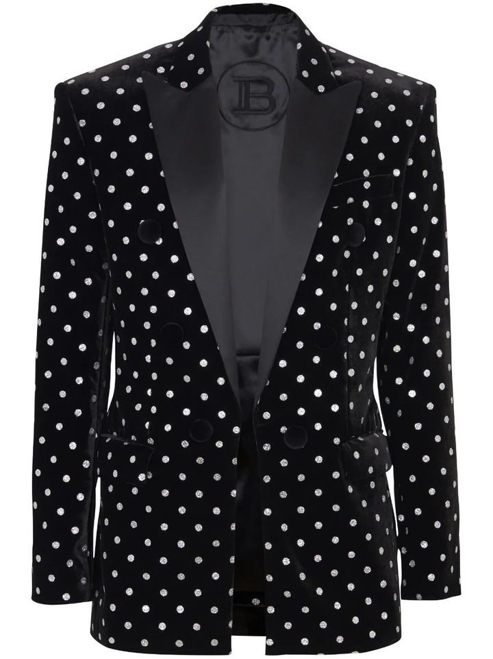 Balmain-Velvet-Polka-Dots-6-Button-Jacket-Black-1