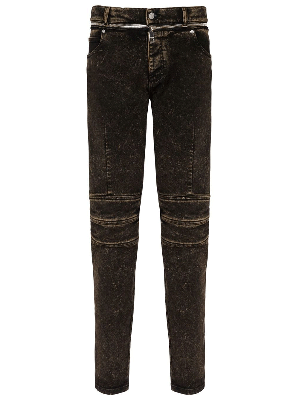 Balmain-Zipped-Belt-Dark-Brown-Denim-Pants-Dark-Brown-1