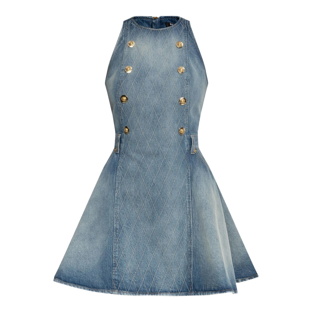 Club21 - Balmain - Button Flare Light Blue Denim Dress - WOVEN DRESSES - Denim