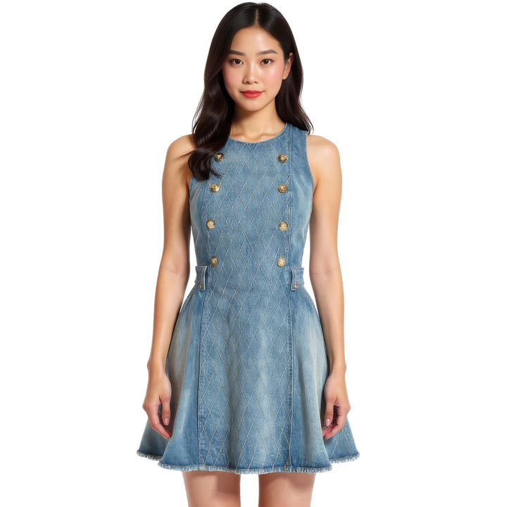 Club21 - Balmain - Button Flare Light Blue Denim Dress - WOVEN DRESSES - Denim