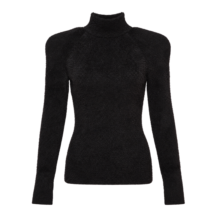 Fluffy Ribbed Knit Turtleneck