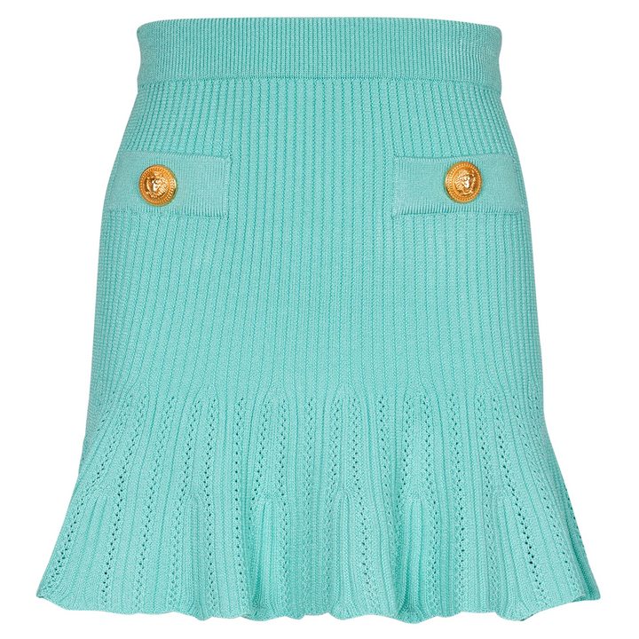 Pleated Knit Flare Short Skirt