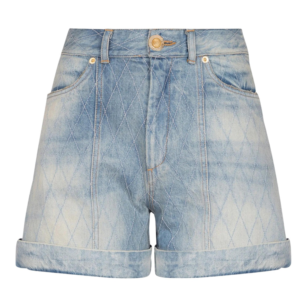 Club21 - Balmain - Quilted Light Blue Denim Short - SHORTS - Denim
