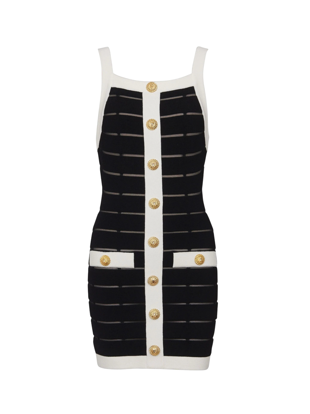 Balmain_Strapped_Buttoned_Short_Dress-Black