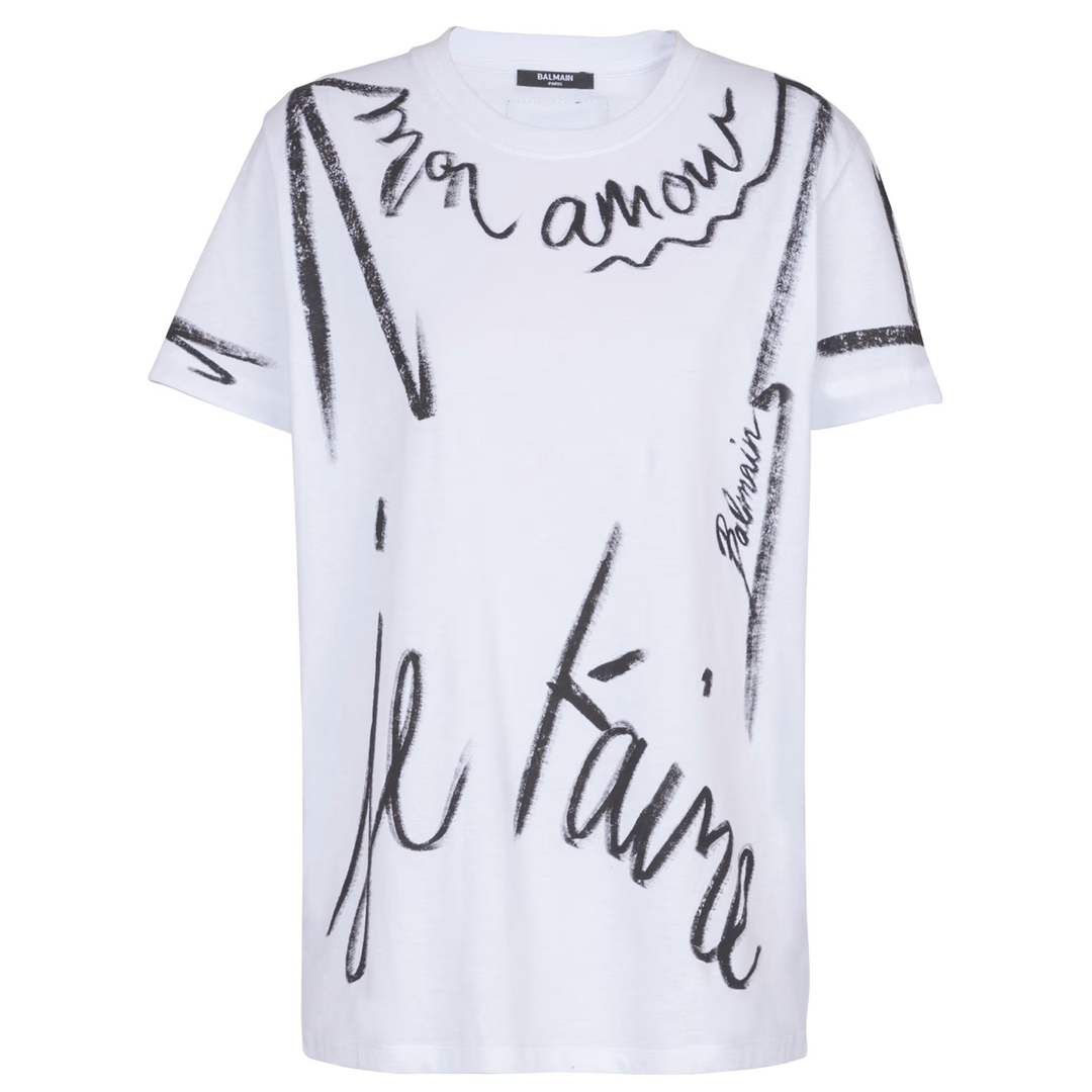 Balmain_Wrinting_Printed_T-Shirt_White