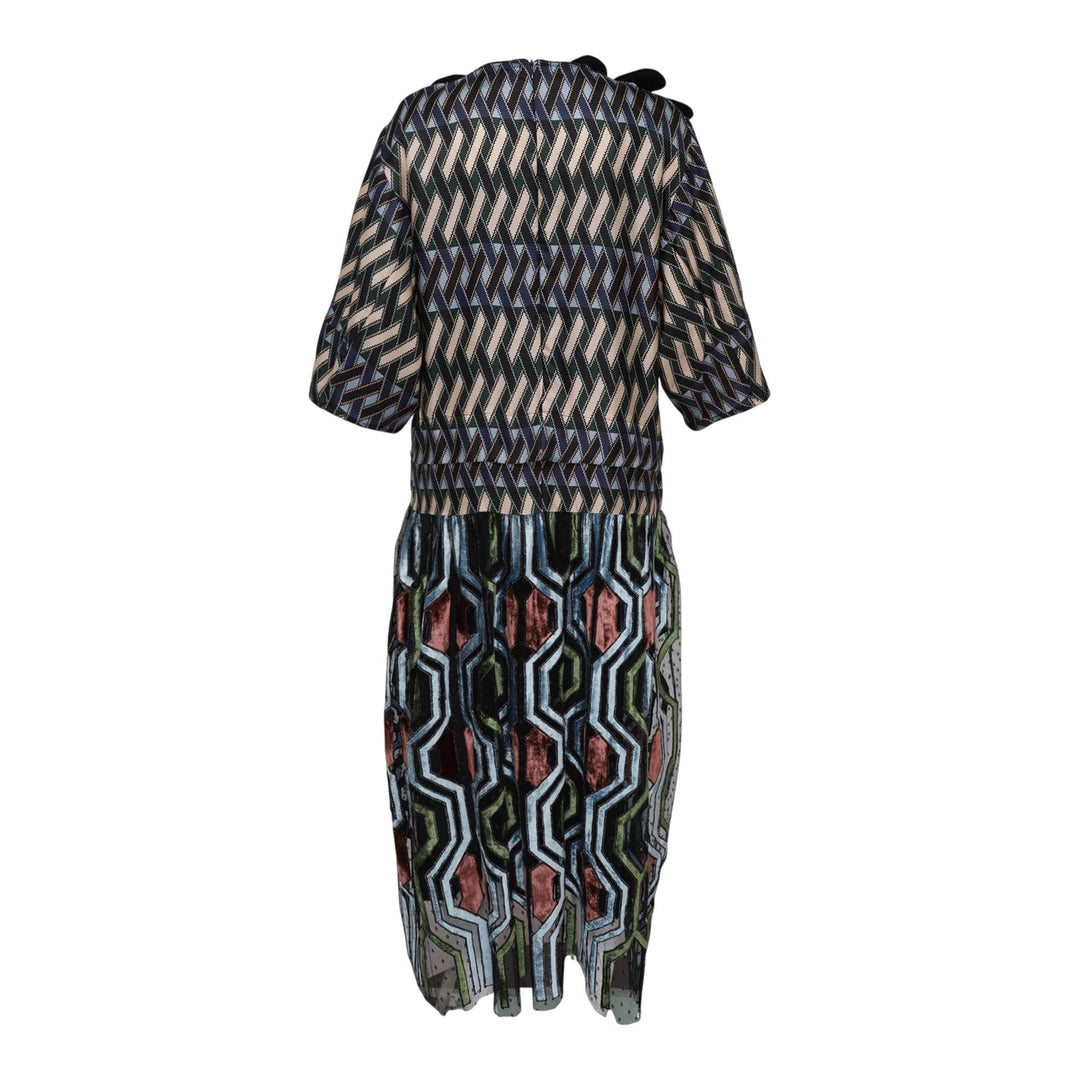 Club21 - Biyan - Mix Silk Print And Dot Tulle Dress - WOVEN DRESSES - Green