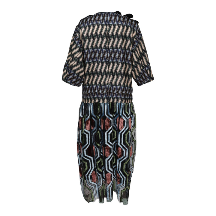 Club21 - Biyan - Mix Silk Print And Dot Tulle Dress - WOVEN DRESSES - Green