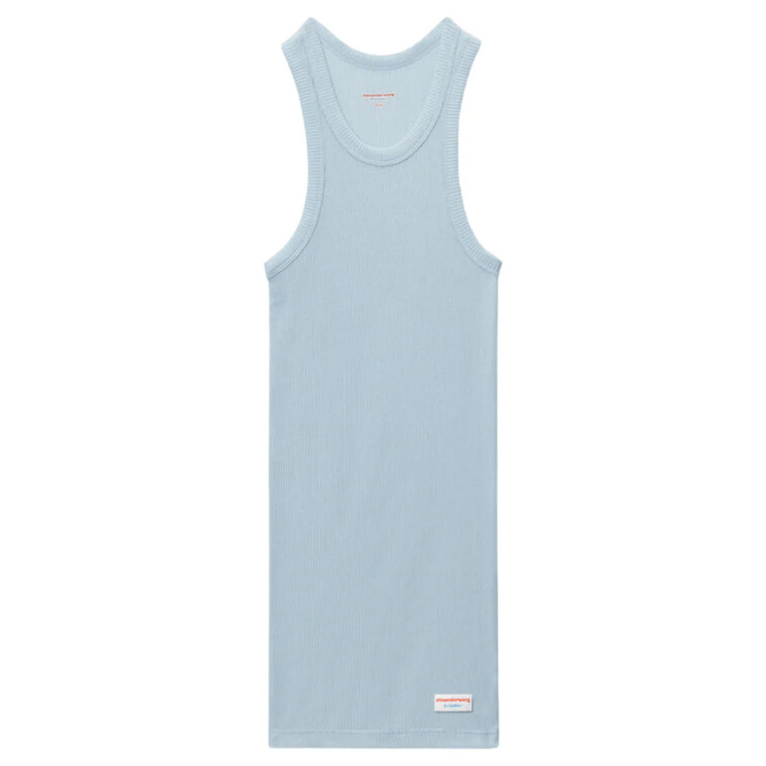 Womens Racer Tank Dress In Ribbed Cotton