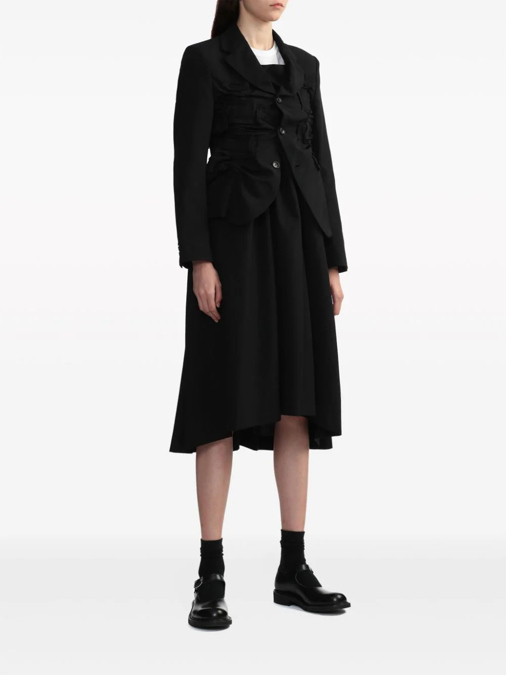 COMME-des-GARCONS-BLACK-Ruffle-Gathering-Button-Blouson-Black-3