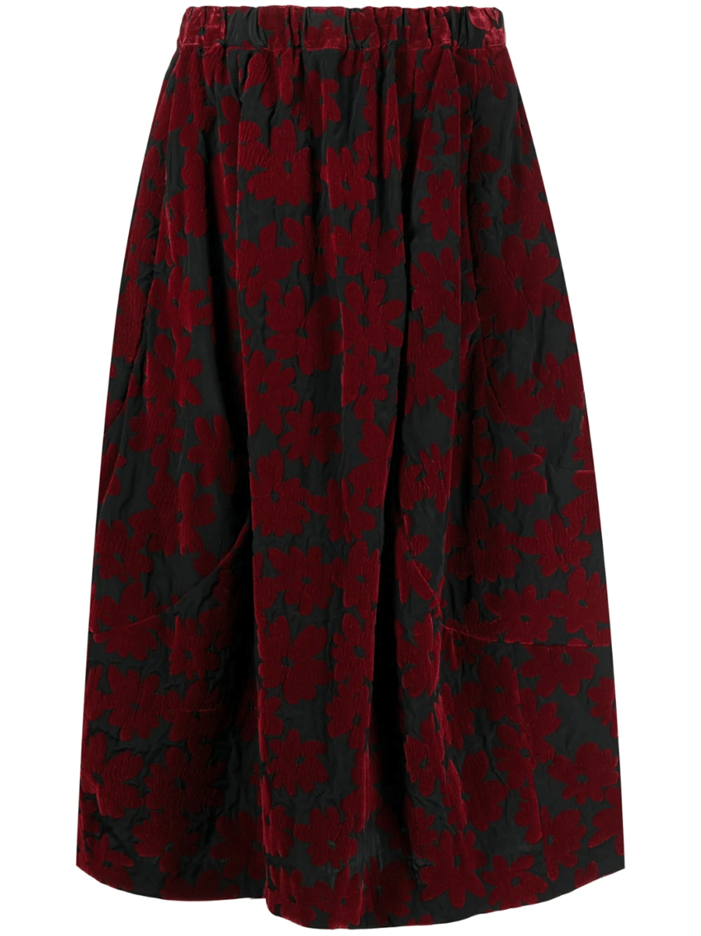 COMME-des-GARCONS-COMME-des-GARCONS-Chine-Flocked-Flower-Pattern-Skirt-Burgundy-1