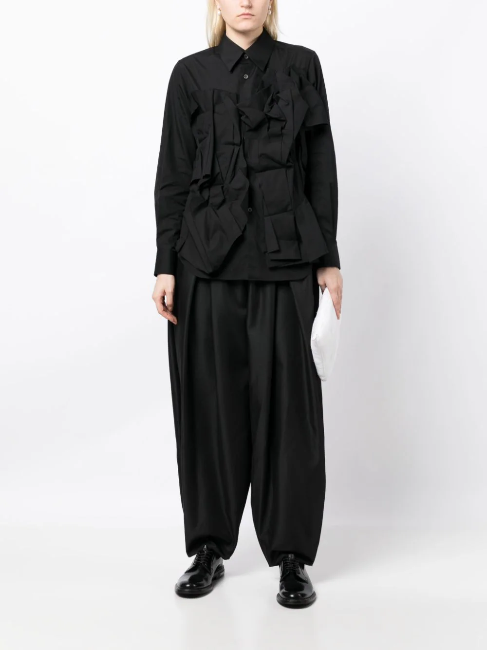 COMME-des-GARCONS-Folded-Front-Shirt-Black-2
