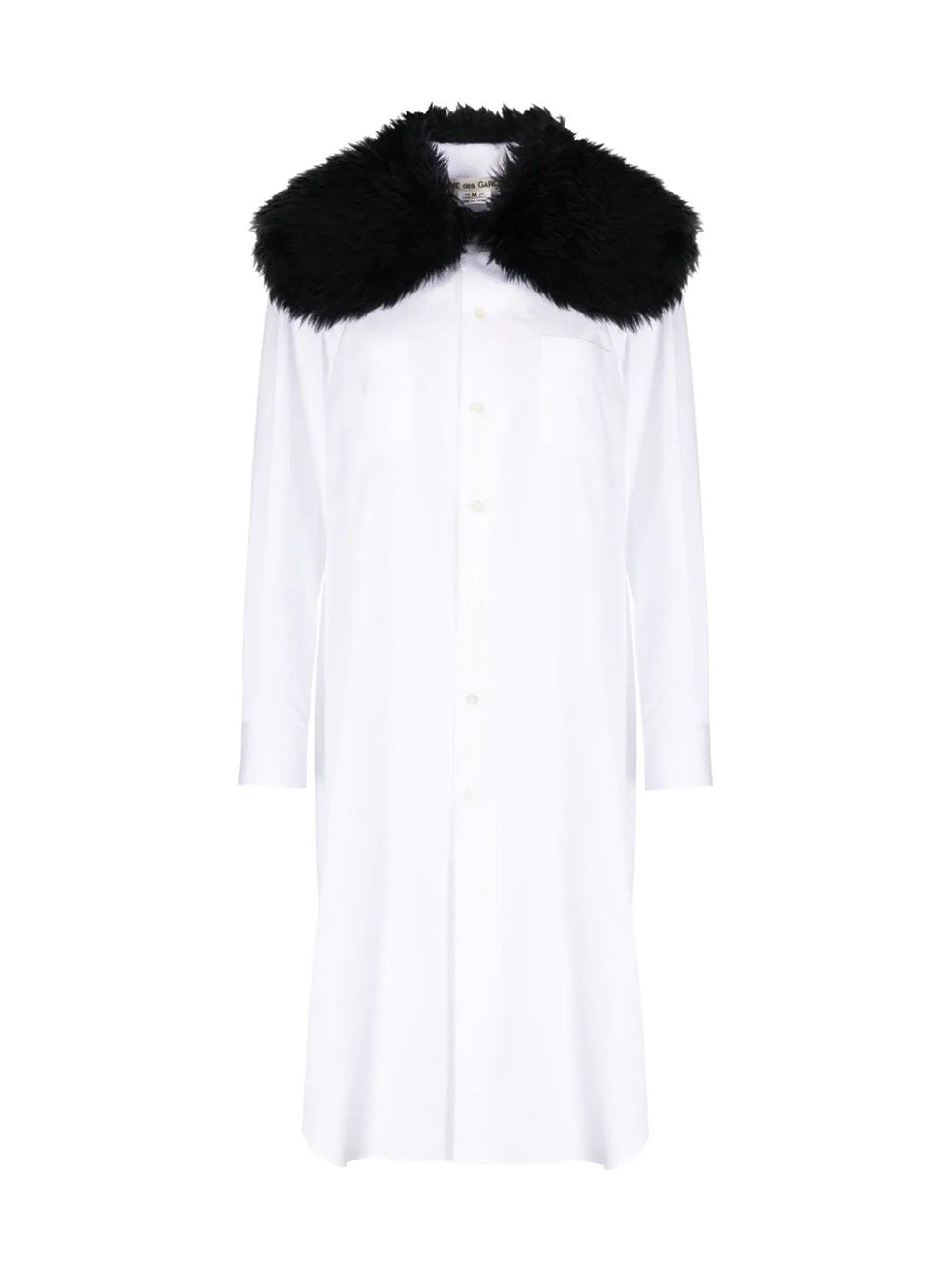       COMME-des-GARCONS-Fur-Collar-Long-Shirt-White-1