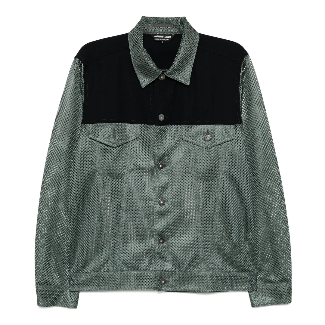 Polyester Mesh X Wool Gabardine Jacket