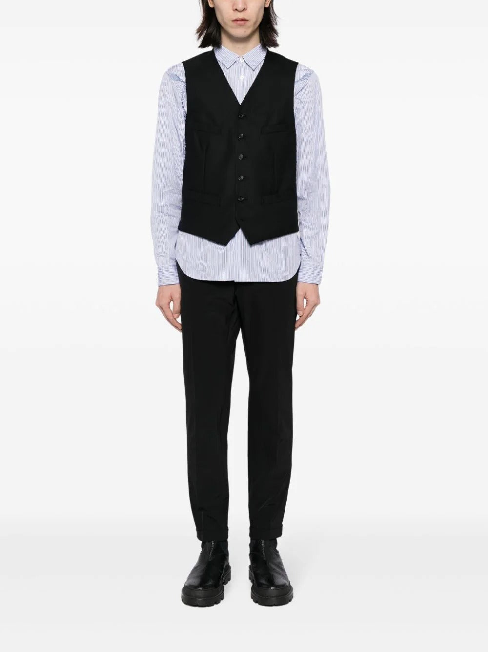 COMME-des-GARCONS-HOMME-DEUX-V-Neck-Button-Vest-Black-2