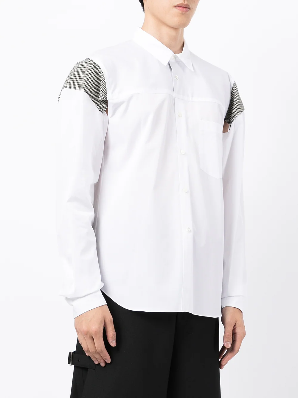 COMME des GARCONS HOMME PLUS Cotton Broad X Wool Houndstoot Shirt White 3