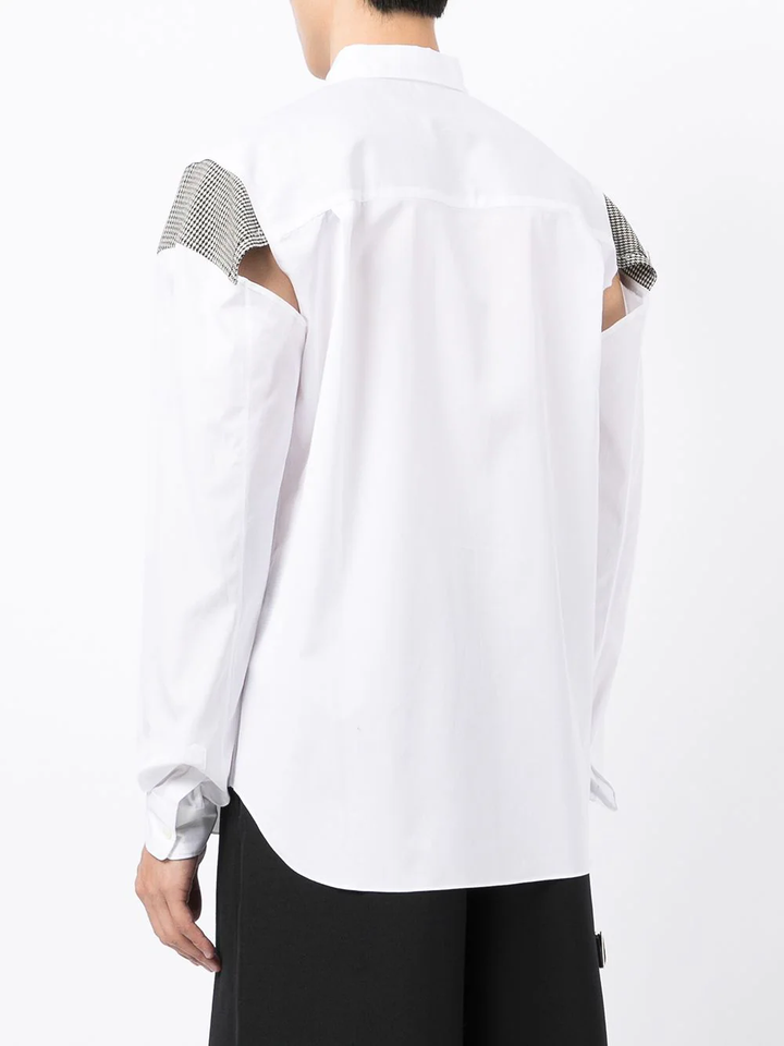 COMME des GARCONS HOMME PLUS Cotton Broad X Wool Houndstoot Shirt White 4