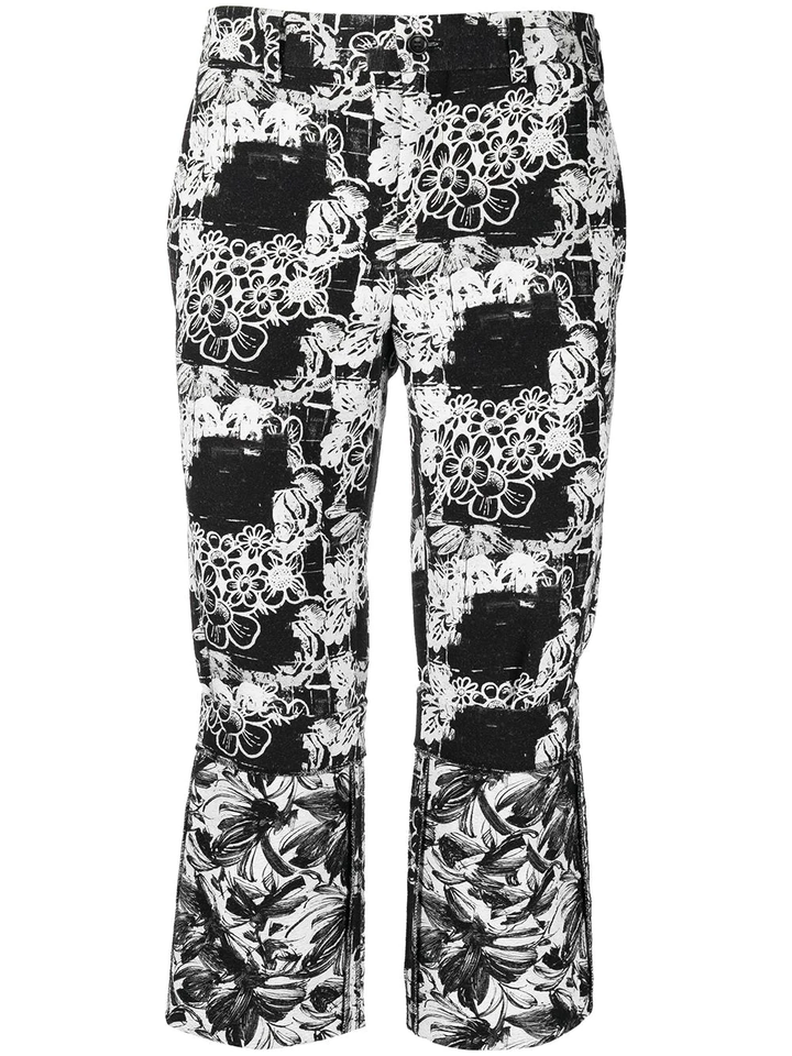 COMME des GARCONS HOMME PLUS Double-Sided Floral Pants White 1