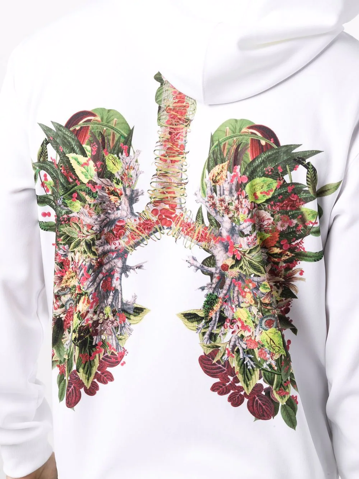 COMME des GARCONS HOMME PLUS Floral Lungs Graphic Hoodie White 5