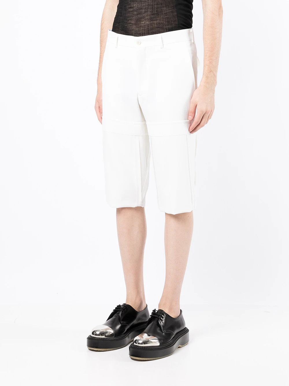 COMME des GARCONS HOMME PLUS Polyester Wool Oxford Shorts White 3