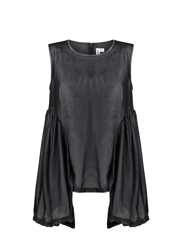 COMME des GARCONS Mermaid Fin Polyester Georgett Blouse Black 1