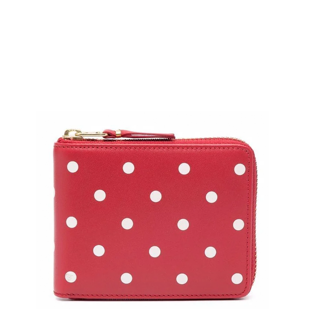 Dots Printed Leather Line U Zip Wallet