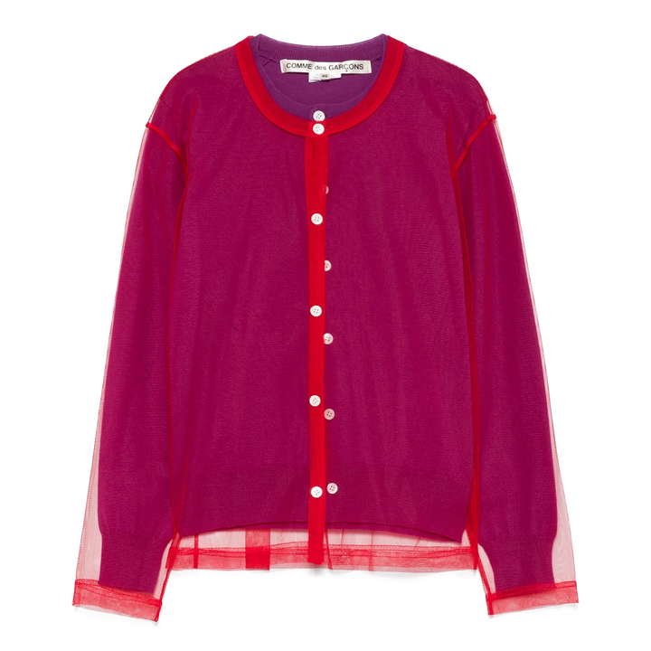 Wool Jersey X Nylon Tulle Cardigan