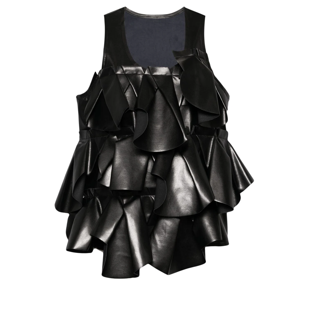 COMME_des_GARCONS-Hard_Fake_Leather_Medium_Blouse-Black