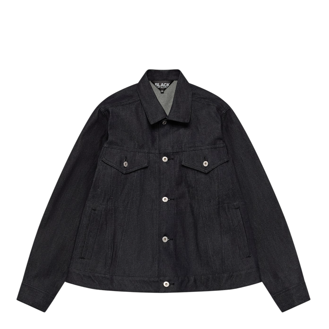 Loose-Fit Black Denim Trucker Jacket