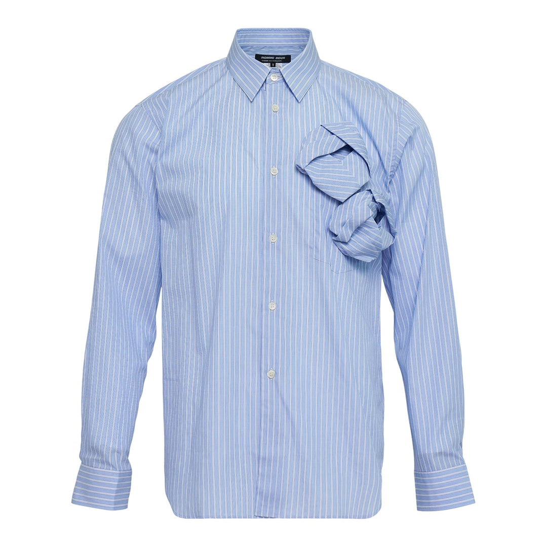 Club21 - COMME des GARCONS HOMME DEUX - Cotton Broad Stripe Rose Long Sleeve Shirt - SHIRTS - Blue