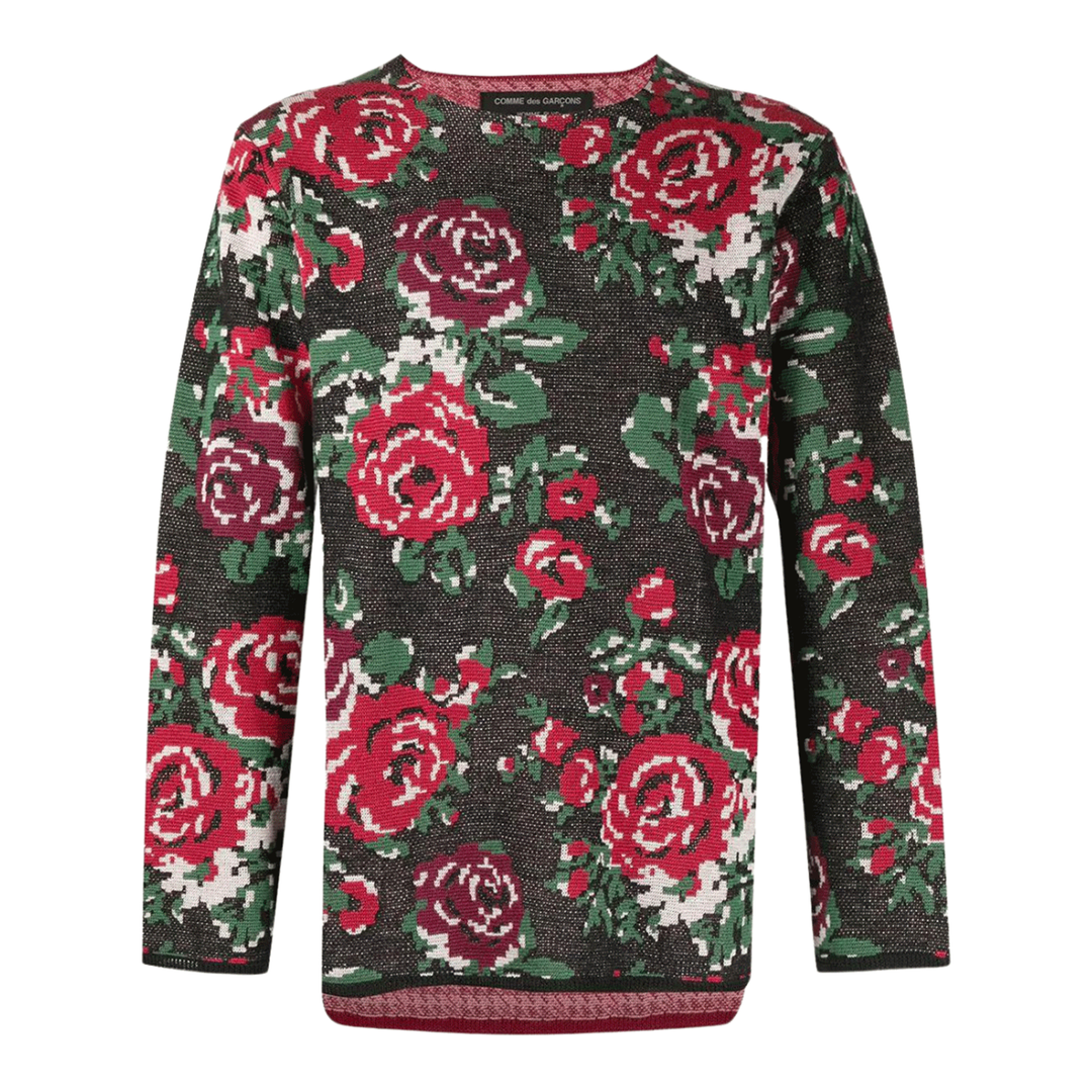 Mix Pattern Floral Print Sweater