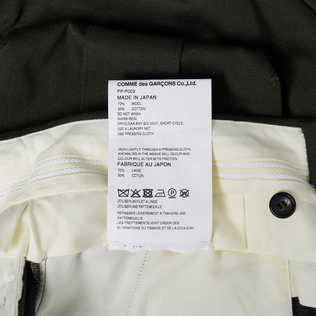 Club21 - COMME des GARCONS HOMME PLUS - Wool/Cotton Back Satin Pocket Pants - PANTS - Khaki