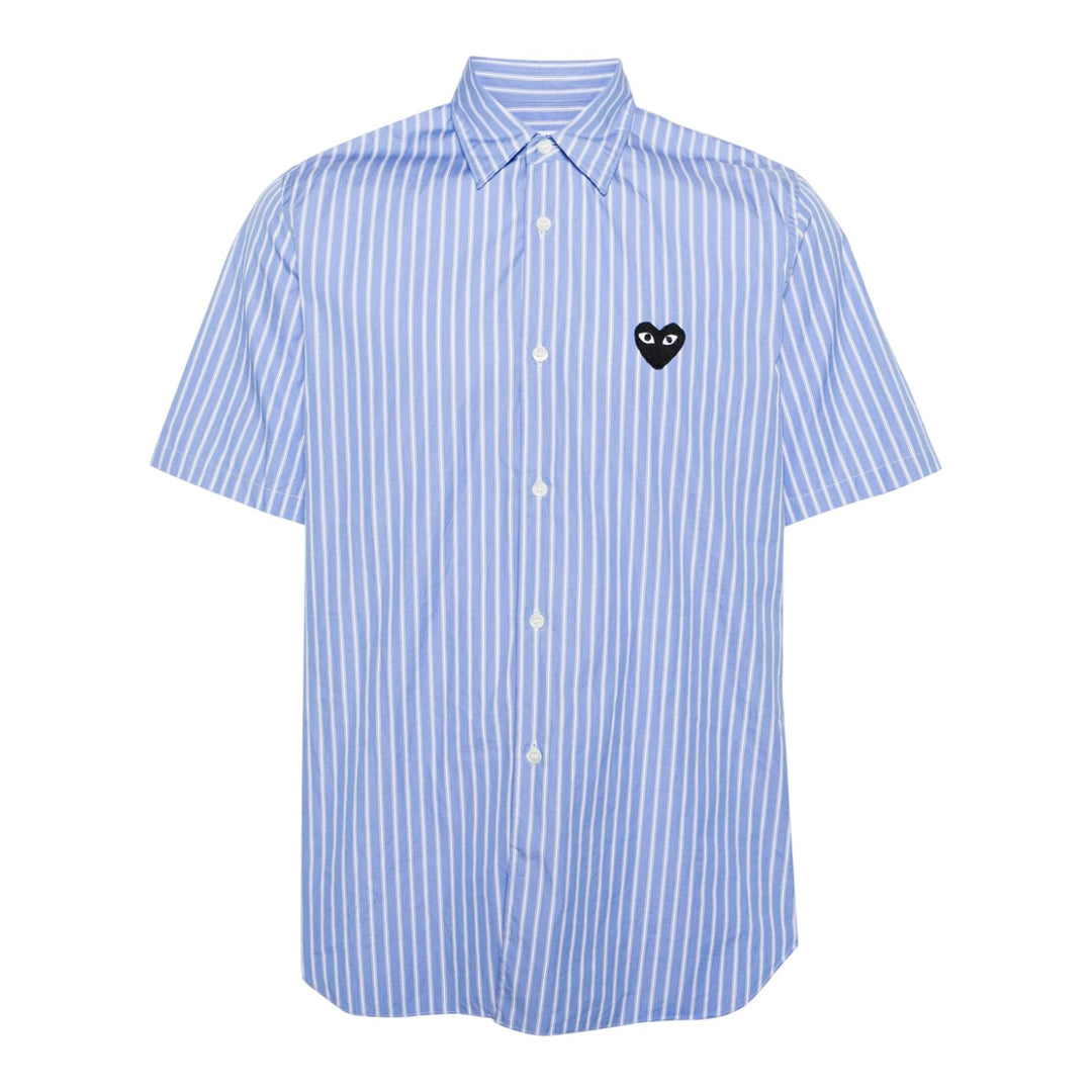 COMMEdesGARCONSPLAY_LGC20__BlackHeartShortSleeveStripeShirtUnisex_Blue