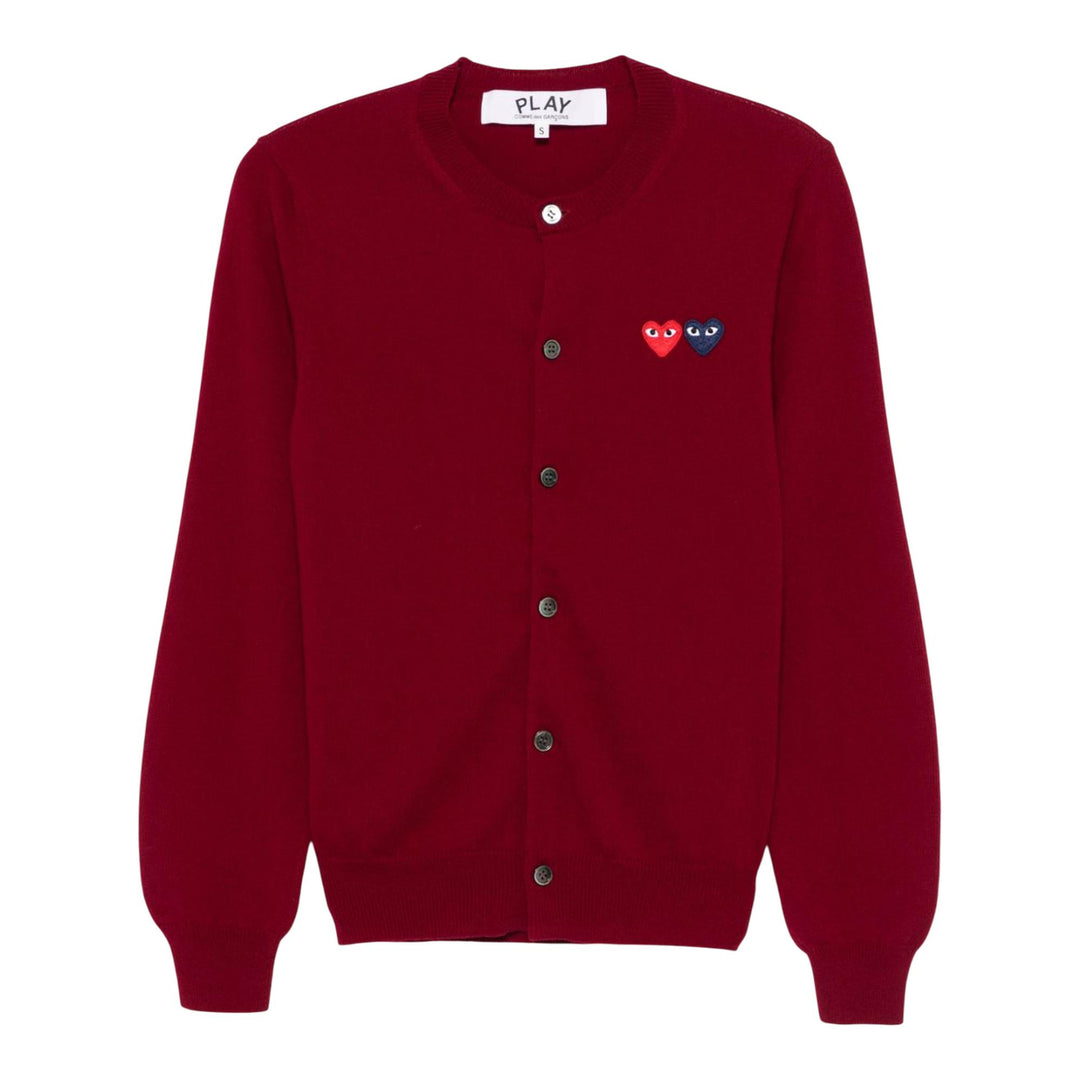 Club21 - COMME des GARCONS PLAY - Black With Red And Burgundy Heart Unisex - CARDIGANS - Burgundy