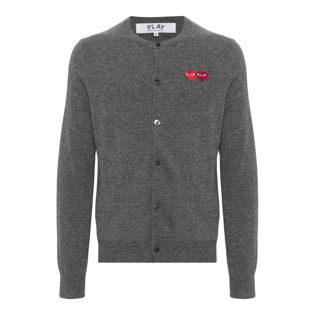 Club21 - COMME des GARCONS PLAY - Black With Red And Burgundy Heart Unisex - CARDIGANS - Grey