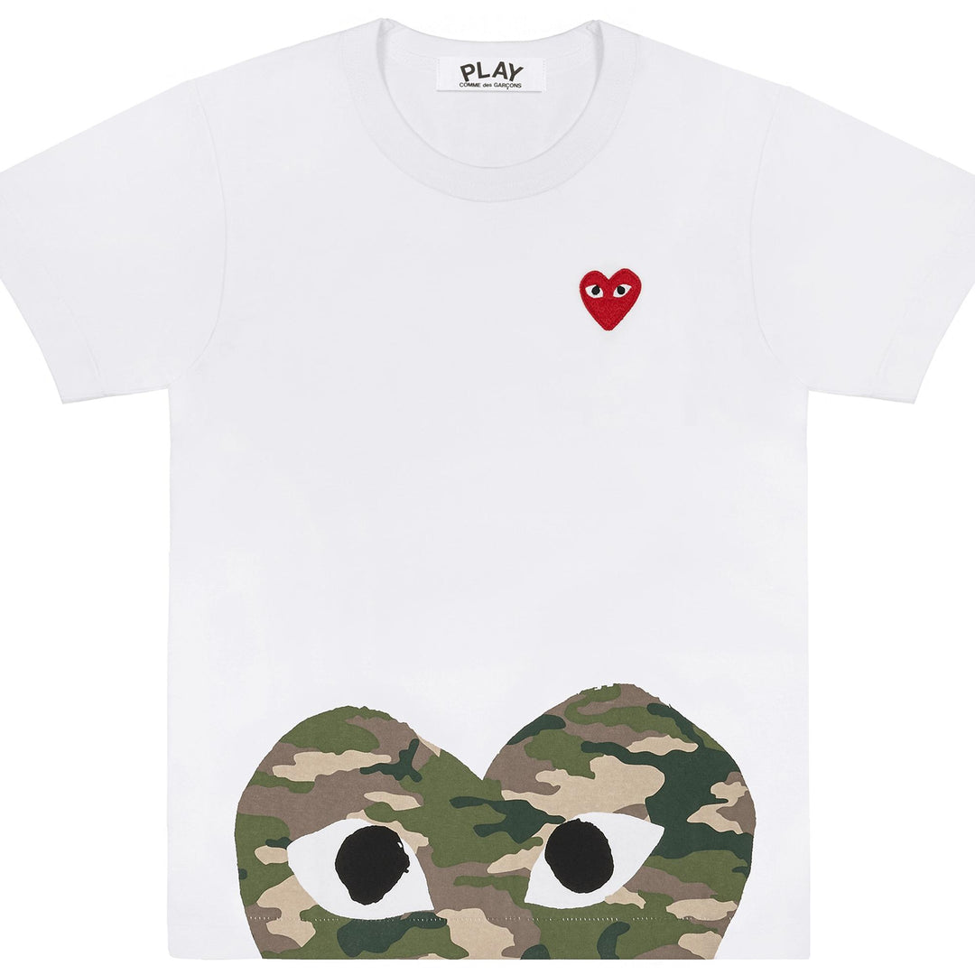 COMME des GARCONS PLAY Camou Peekaboo With Red Emblem Tee Men White 1