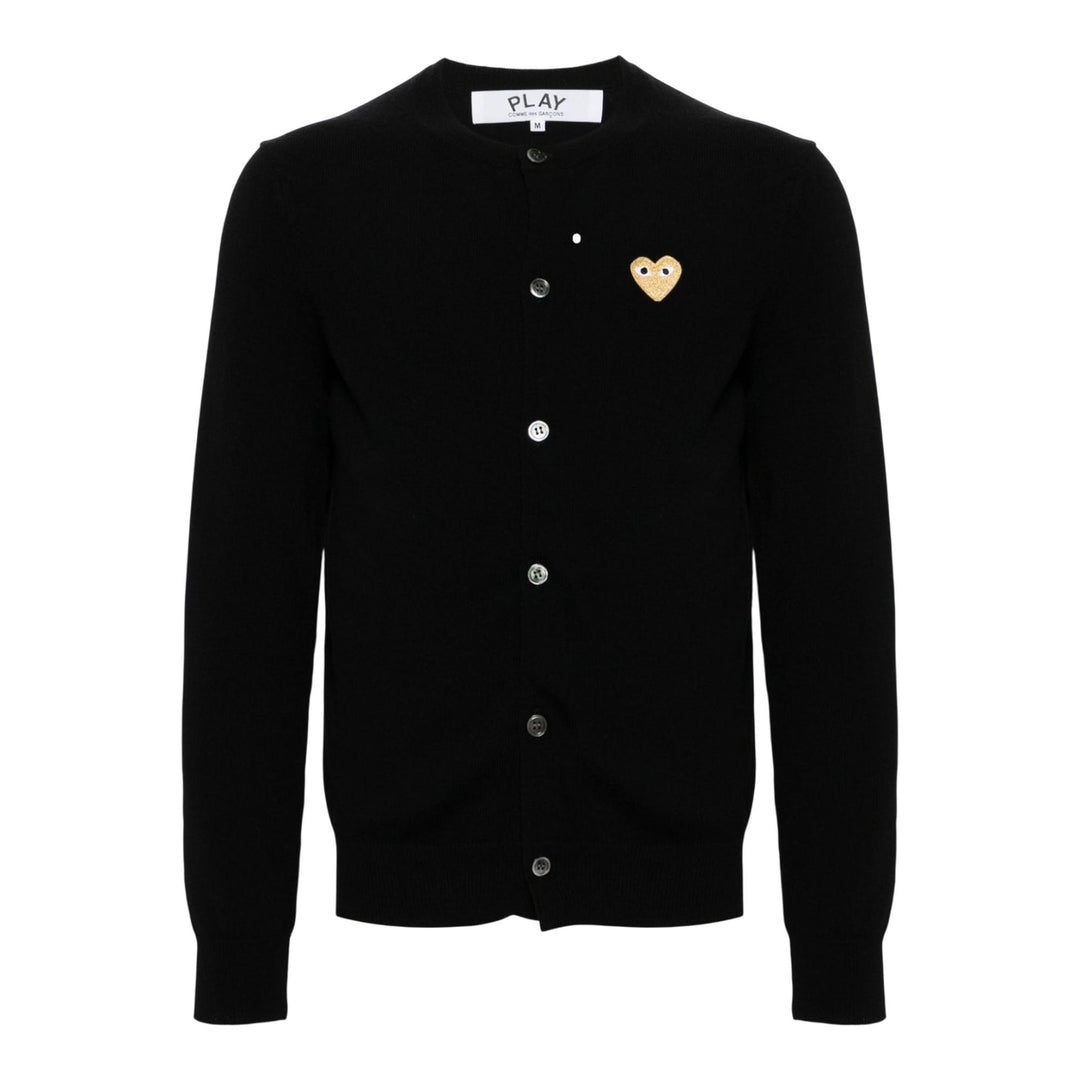 Club21 - COMME des GARCONS PLAY - Gold Heart Cardigan Unisex - CARDIGANS - Black