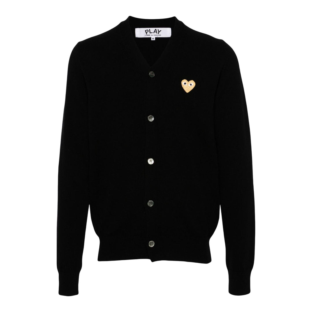 Club21 - COMME des GARCONS PLAY - Gold Heart Cardigan Unisex - CARDIGANS - Black