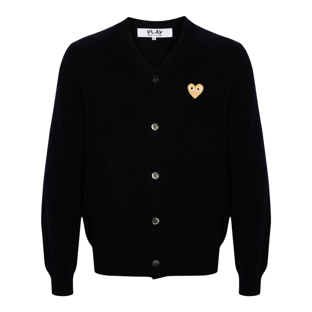 Club21 - COMME des GARCONS PLAY - Gold Heart Cardigan Unisex - CARDIGANS - Navy