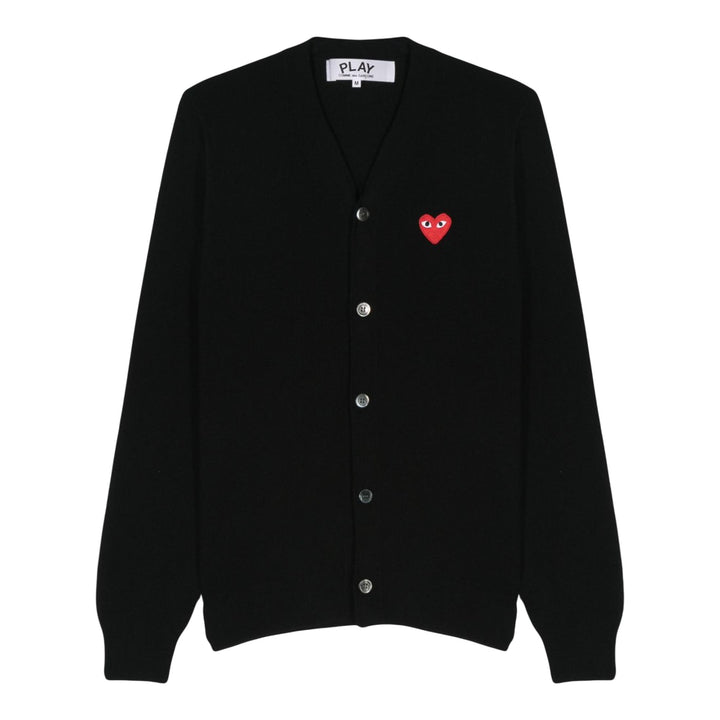 Club21 - COMME des GARCONS PLAY - Red Emblem Cardigan Unisex - CARDIGANS - Black