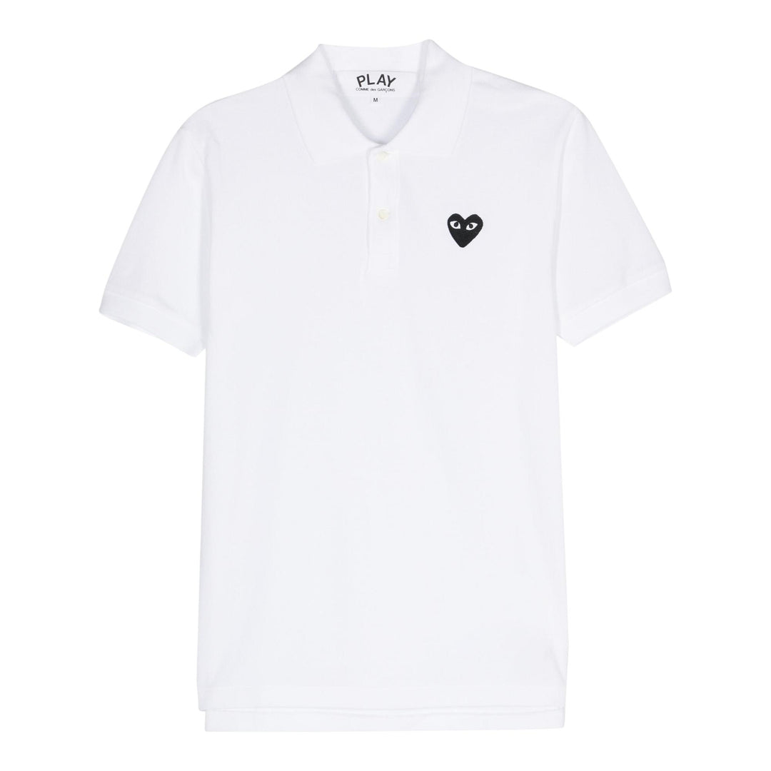 Club21 - COMME des GARCONS PLAY - Single Black Emblem Polo Tee Unisex - POLOS - White