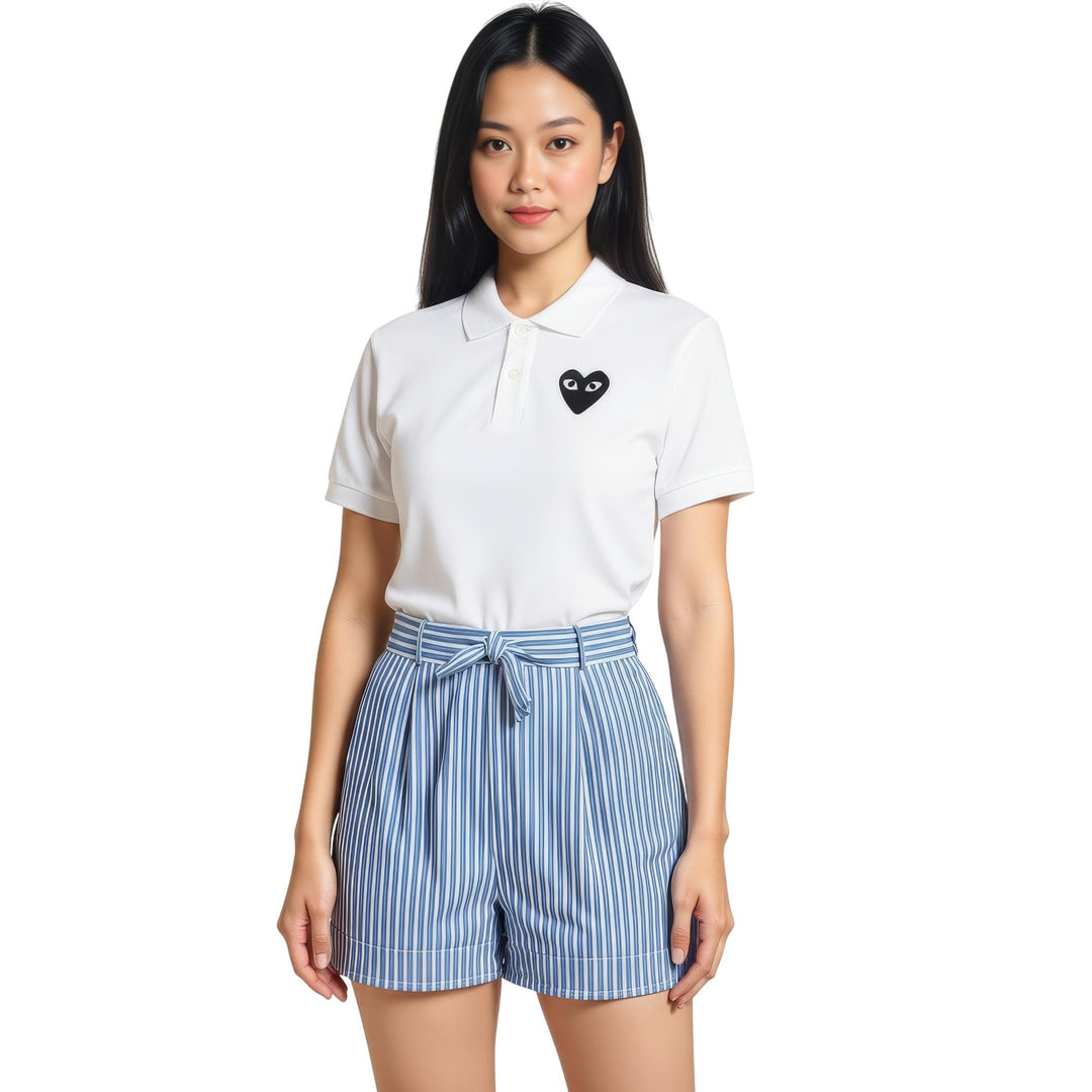 Club21 - COMME des GARCONS PLAY - Single Black Emblem Polo Tee Unisex - POLOS - White